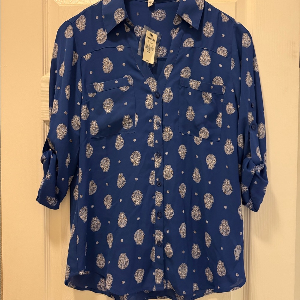Blue Paisley Button-Up Shirt